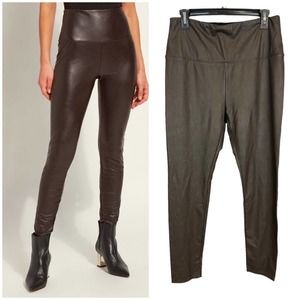 Lysse Brown High Waist Faux Leather Leggings Size Large